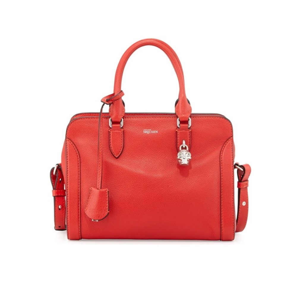 Alexander McQueen Skull Padlock Zip Tote Bag Red